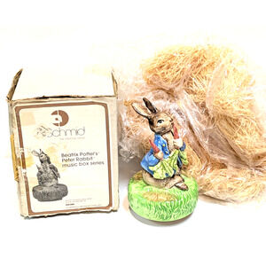 Schmid Peter Rabbit Music Box It's A Small World Easter Bunny Japan 1977